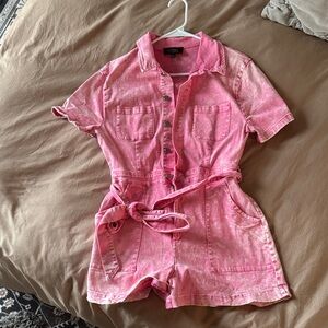 Flying Tomato Pink Denim Romper